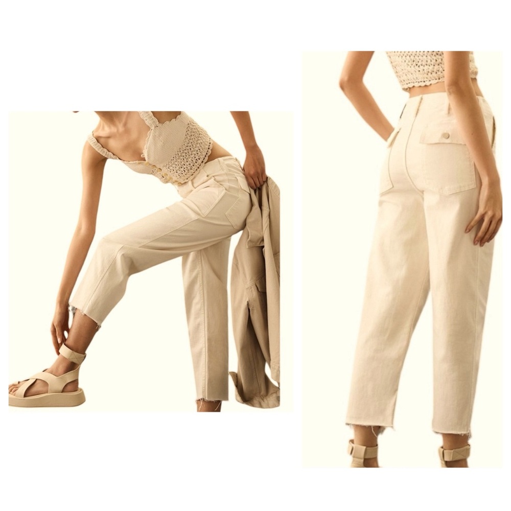 Mother Patch Pocket Private Ankle Fray Jeans In Cream Puffs - Picture 5 of 15